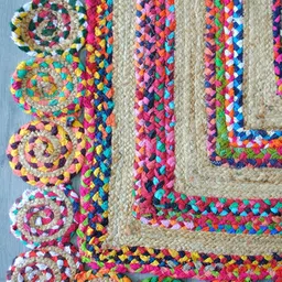 Art Avenue Maze Beige & White Braided Jute Recycled Cotton Rectangular Rug image 3