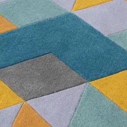 Safiya Carpet Yellow & Blue Geometric Hand-Tufted Woollen Carpets image 3