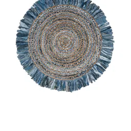 Art Avenue Abhay Blue Round Denim Jute Rug image 3