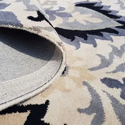 Safiya Carpet Beige & Grey Floral Woollen Carpet image 3