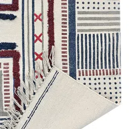 Art Avenue Blue & Brown Block Printed Cotton Carpet image 4