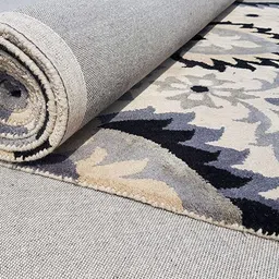 Safiya Carpet Beige & Black Ethnic Motifs Printed Hand-Tufted Rectangle Woollen Carpet image 4