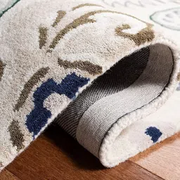 Safiya Carpet Beige & Blue Ethnic Motifs Hand-Tufted Woollen Traditional Carpet image 5