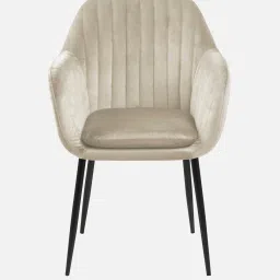 casacraft from pepperfry Noah Velvet Arm Chair In Off White Colour image 4