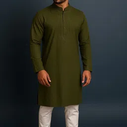 jai bhawani enterprises Men Embroidered Cotton Blend Straight Kurta-picture-26