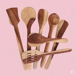 sshandicraftsr Nonstick Cookware Kitchen Utensils and Cooking Spoon Set of 7-35.56 Cm Disposable Wooden Serving Spoon Set-picture-21