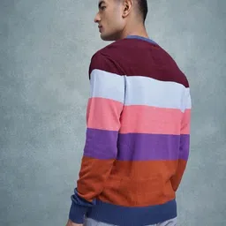 roadster Men Solid Round Neck Multicolor Sweater image 2