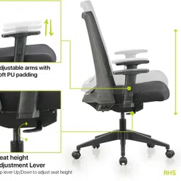 featherlite Amaze MB Mesh Fabric Office Adjustable Arm Chair image 3
