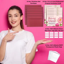 aanyacentric 5.8x8.3inch Will You be My Bridesmaid Invites with Envelopes Invitation Card image 2