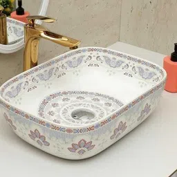 solano Premium Quality Ceramic Glossy Moroccan Art Basin For Bathrooms & Living Room MR-09 [18 x 13 x 5 ]INCH Table Top Basin-picture-20
