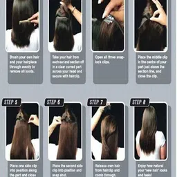 easyoung Black 5 Clip In Wavy/Curly Synthetic Extension For Women And Girls 22 Inch Hair Extension image 4