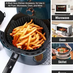 ablue clipper Air Fryer Silicone Liners (Nonstick Reusable Heat Resistant) 2-PCS Airfryer Tray image 2