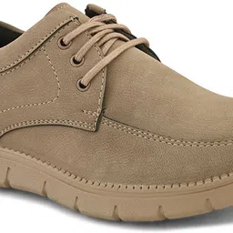 roadster beige solid leatherette suede memory foam padded insole casual lace up sneakers Corporate Casuals For Men image 2