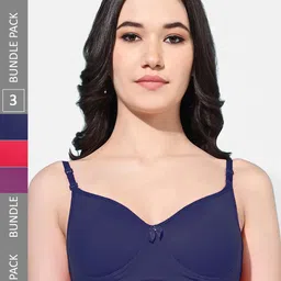 FIMS Pack Of 3 Full Coverage Lightly Padded Everyday Bras With All Day Comfort image 1