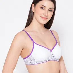 GROVERSONS Paris Beauty Women Purple & White Printed Non Padded Non Wired T-shirt Bra image 3