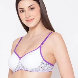 GROVERSONS Paris Beauty Women Purple & White Printed Non Padded Non Wired T-shirt Bra image 4