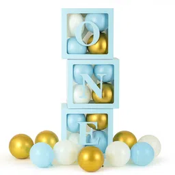 the decor queen Blue “ONE” Balloon Boxes for 1st Birthday Decoration 34pcs,Letters, Cardstock,Latex-picture-35