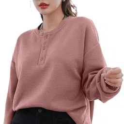 rahi trendz Formal Regular Sleeves Self Design Women Pink Top image 1