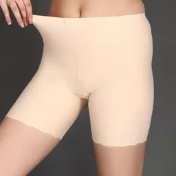 shoppy villa Solid Women Beige Regular Shorts, Cycling Shorts, Boxer Shorts, High Waist Shorts, Casual Shorts image 4