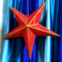 veandyou Paper Star Hanging Lantern_Red_AZ102pack of 1 Red Paper Hanging Lantern image 3