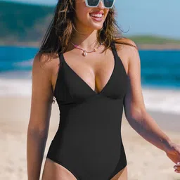 recent fashion Gorgeous Self Design Women Bikini Black Swimsuit image 1