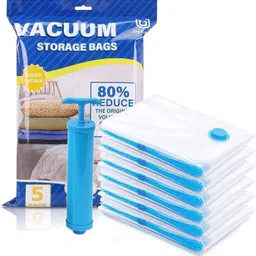 signy SPACE 5 Pack Vacuum Bags for Travel with Hand Pump (3L) Airtight, Reusable Space Dry Microfiber Cleaning Cloth-picture-12