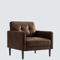 timberly Clark Pu Leather 1 Seater Sofa In Dark Brown Colour image 4