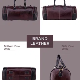 brand leather 55 L Gym Duffel Bag - Genuine Leather Travel Duffel Bag For Unisex - Multicolor image 2