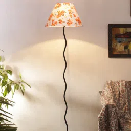 Agueda Multicolour Cottan Fabric Shade Club Floor Lamp With Iron Base By New Era image 1