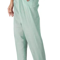 noori Women Regular Fit Green Polyester Trousers image 3