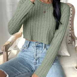 dhyanicreation Casual Regular Sleeves Striped Women Green Top-picture-14