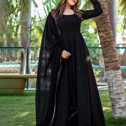 hanumant fab Printed Georgette Stitched Anarkali Gown image 3