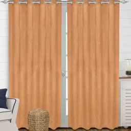 saral home Rust Polyester Solid 9 ft Light Filtering Eyelet (Set of 2) Door Curtains-picture-26