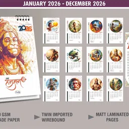crafty Hanuman Ji 2025 Desk Calendar, Lord Hanuman Hanuman Ji Calendar 2025 Desk 2025 Table Calendar image 2