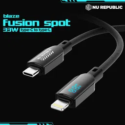 Nu Republic Lightning Cable 1.2 m Blaze Fusion Spot 33W With Led Display Type-C To Type-L Data Charging Cable image 2