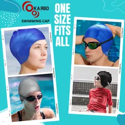karbd Silicone Swimming Cap with Ear & Hair Protection Unisex Swim Pool Head Cap Swimming Cap image 2