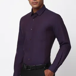 peter england Men Slim Fit Self Design Spread Collar Formal Shirt image 4