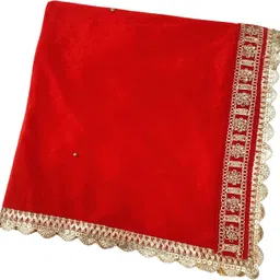 navti creations Velvet Embellished Red, Gold Men Dupatta image 2