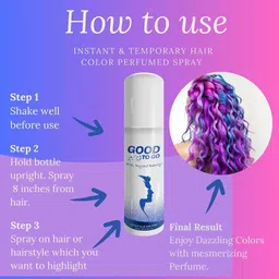 good to go BLUE Color Temporary & Instant Hair Spray | 50ml | Easy to Carry and Apply , BLUE image 2