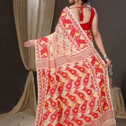 pasum's Hand Painted, Self Design, Woven Ikkat Cotton Silk Saree image 5