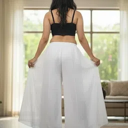 farden Women Relaxed White Georgette Trousers image 2