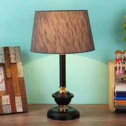 foziq Comyo Grey Fabric Shade Night Lamp With Metal Base image 1