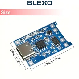 blexo (2 Pcs) TP4056 Type-C Li-Ion Battery Charging Module 1A with Protection Micro Controller Board Electronic Hobby Kit image 5