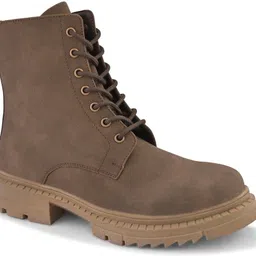 san frissco Women Brown Suede High Top Winter Round Toe Regular Blocked Heeled Chelsea Boot Boots For Women image 2