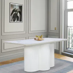 casacraft from pepperfry Lavinia Solid Teak Wood Dining Table with Marble Top image 1