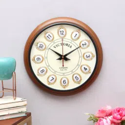 qamar home solutions Brown Mdf Vintage Wall Clock (1 Piece)-picture-14