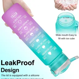 jibtop Unbreakable Silicone Water Bottle 1 Liters Motivational Time Marke 1000 ml Water Bottle image 3