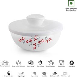 cello Opalware Serving Bowl Twilight Floral Mixing Bowls with Lid(500ml, 1000ml,1500ml), 3 Pc, White-picture-44