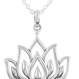 raksha mai jewellers 92.5 Silver Certified Lotus Rhodium Sterling Silver Pendant-picture-13