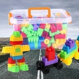 devdarsh Colorful Building Bricks and Blocks - 100-Piece Set in a Cute Bag for Kids image 1